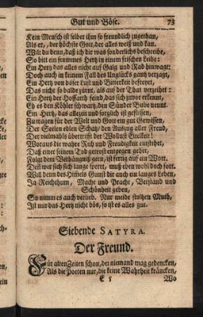 73-95, Siebende Satyra. Der Freund.