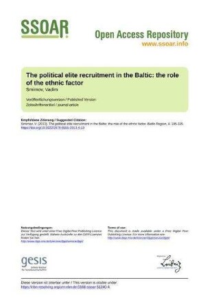 The political elite recruitment in the Baltic: the role of the ethnic factor