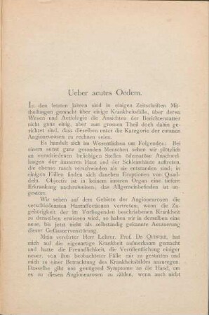 Ueber acutus Oedem.