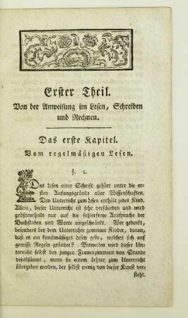 Das erste Kapitel. Vom regelmäßigen Lesen