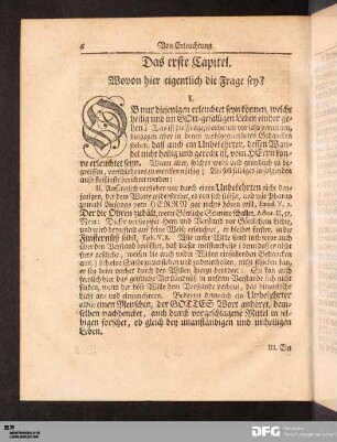 Das erste Capitel. Wovon hier eigentlich die Frage sey?
