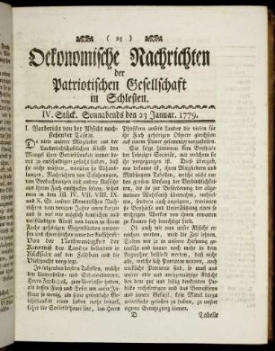 IV. Stück. Sonnabends den 23 Januar. 1779.