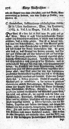 Institutiones philosophiae moralis in Usum Auditorum.