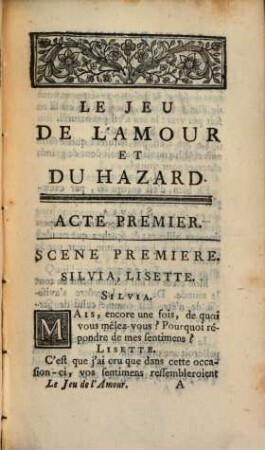 Le Jeu de l'Amour et du Hazard : Comédie en 3 actes