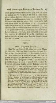 XIII. Über Benjamin Franklin