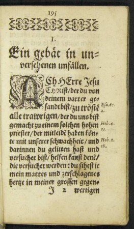 I. Ein gebät in unversehenen unfällen.