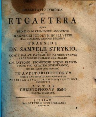 Tractatio iur. de etcaetera