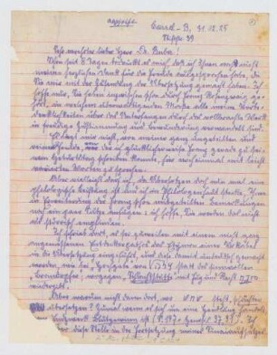 Brief von Rudolf Hallo an Martin Buber