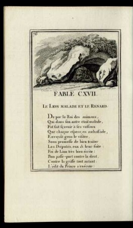Fable CXVII. Le Lion Malade Et Le Renard.