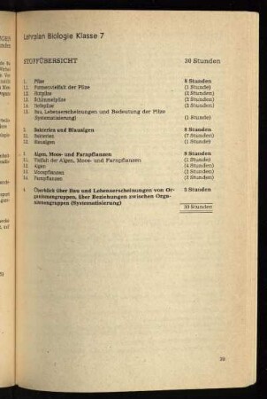 Lehrplan Biologie Klasse 7