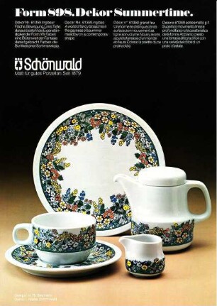 Produktblatt für das Schönwald-Hotelgeschirr "Form 898" mit Dekor "Summertime"