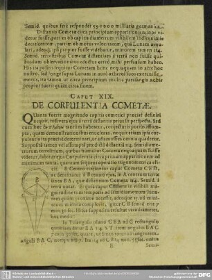 Caput XIX. De Corpulentia Cometae