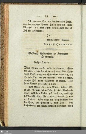 Gebhard Hohenstam an Henriette Hohenstam