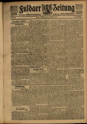Zweite Ausgabe vom Samstag, den 05. Oktober 1907.