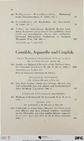 Gemälde, Aquarelle und Graphik (Nr. 250-400)