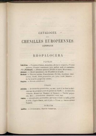 Catalogue Des Chenniles Europeennes