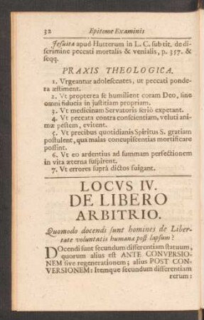Locus IV. De Libero Arbitrio.