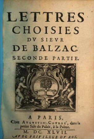Lettres Choisies Dv Sievr De Balzac, 2
