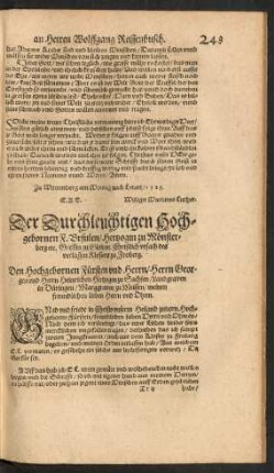 Der Durchleuchtigen Hochgebornen F. Ursulen/ Hertzogin zu Mönsterberg ...