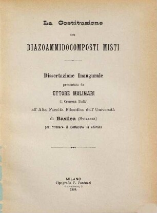 La costituzione dei diazoammidocomposti misti