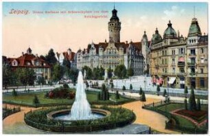 Leipzig : neues Rathaus mit Schmuckplatz vor dem Reichsgericht