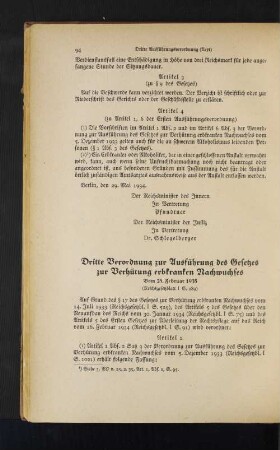 Dritte Verordnung zur Ausführung des Gesetzes zur Verhütung erbkranken Nachwuchses Vom 25. Februar 1935 (Reichsgesetzblatt I S. 289)