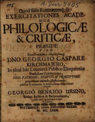 Exercitationes Academicæ Philologicæ & Criticæ