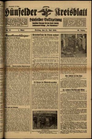 Erste Ausgabe vom Freitag, den 31. Juli 1942.