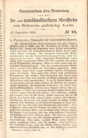 14. September 1834. No 18.