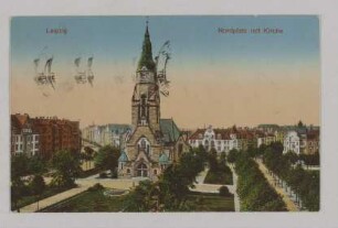 Leipzig. Nordplatz mit Kirche