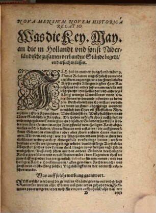Nova Novem Mensium Historica Relatio : Das ist, Ein Newe Historische Beschreybung der Gedenckwürdigen Händel unnd Geschichten, so sich vom Eingang dieses Jahrs in Franckreich, Engellandt, auch Nider unnd Hochteutschlandt, Dergleichen In Hungern, Behemb, Polln, Turckey, und an andern orten Europae, die negsten IX. monat zugetragen und verlauffen, biß auff den 21. tag dieses ablauffenden monats Septembris. 1591