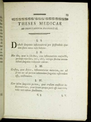 Theses Medicae Ad Disputandum Propositae.