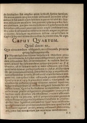Caput Quartum. Quod docet ea, Quae circa modum obligandi, ...