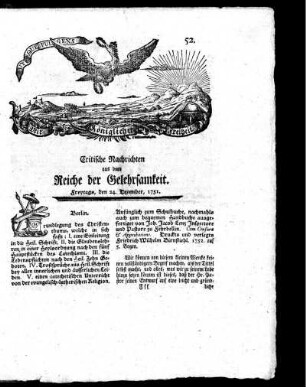December, 1751. Zwey und fünfzigstes Stück