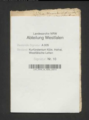 Bruchstücke eines Protokolls über ein Arnsberger Lehnsgericht