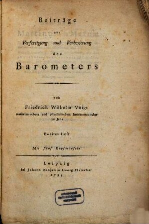 Beyträge zur Verfertigung und Verbeßerung des Barometers