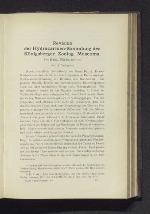 Revision der Hydracarinen-Sammlung des Königsberger Zoolog. Museums.