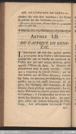 Article LII. De L'Afrique En General