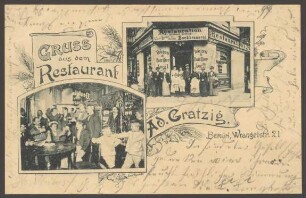 Ansichtskarte "Gruss aus dem Restaurant Ad. Gratzig", Wrangelstraße 21