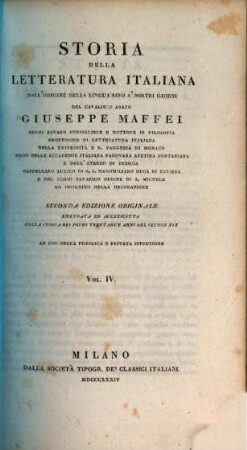 Storia della letteratura italiana dall'origine della lingua sino a'nostri giorni : ad uso della pubblica e privata istruzione. 4