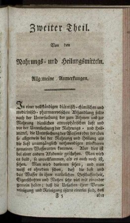 Zweiter Theil. Von den Nahrungs- und Heilmitteln.