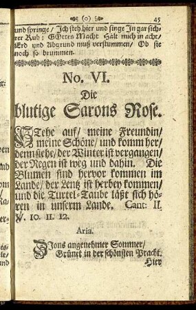 No. VI. Die blutige Sarons Rose.