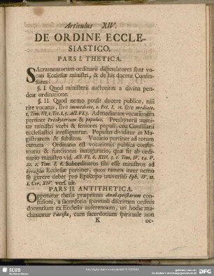 Articulus XIV. De Ordine Ecclesiastico
