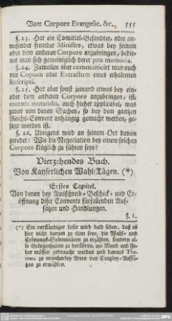 Vierzehendes Buch. Von Kayserlichen Wahl-Tägen