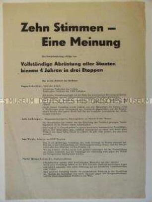 Propagandaflugblatt zu einem Abrüstungsvorschlag der UdSSR vor der UNO