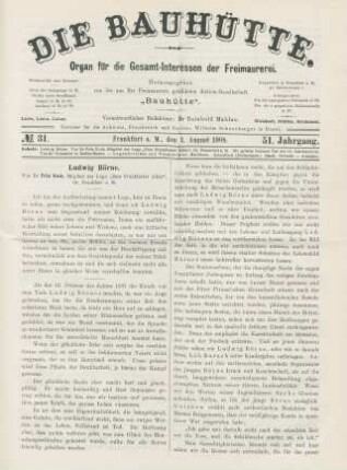 No. 31. Frankfurt a. M., den 1. August 1908. 51. Jahrgang.