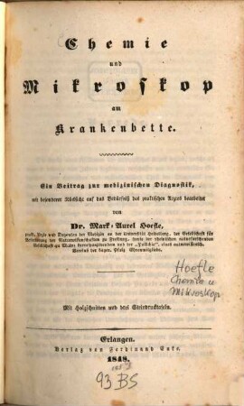 Chemie und Mikroskop am Krankenbette