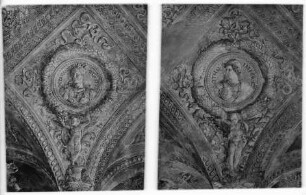 Ausmalung der Camera degli Sposi — Deckenmalereien — Medaillon mit Bildnis des Kaisers Augustus