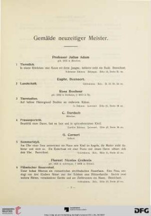 Gemälde neuzeitiger Meister (Nr. 1-72)