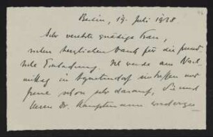 Brief von Carl F. W. Behl an Margarete Hauptmann